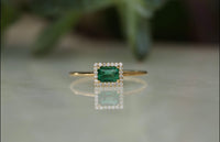Emerald Diamond Halo Ring